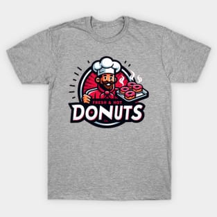 Mustached Chefs Fresh and Hot Donuts T-Shirt